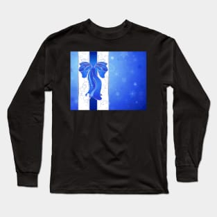 Blue bow on a blue background Long Sleeve T-Shirt